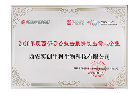 Shi Chong Sheng Ke was awarded the COVID-19 outstanding contribution award in 2020 by the Xi'an Xianyang new information industry park.