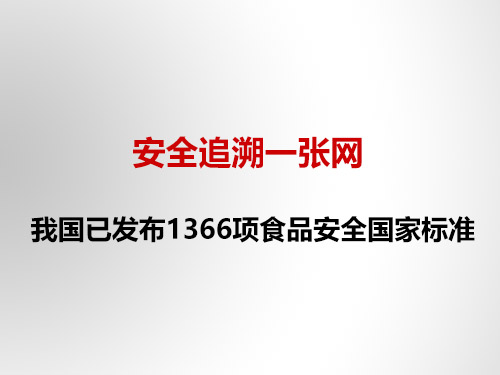 安 全追溯一张网 我国已发布1366项食品安 全国 家标准